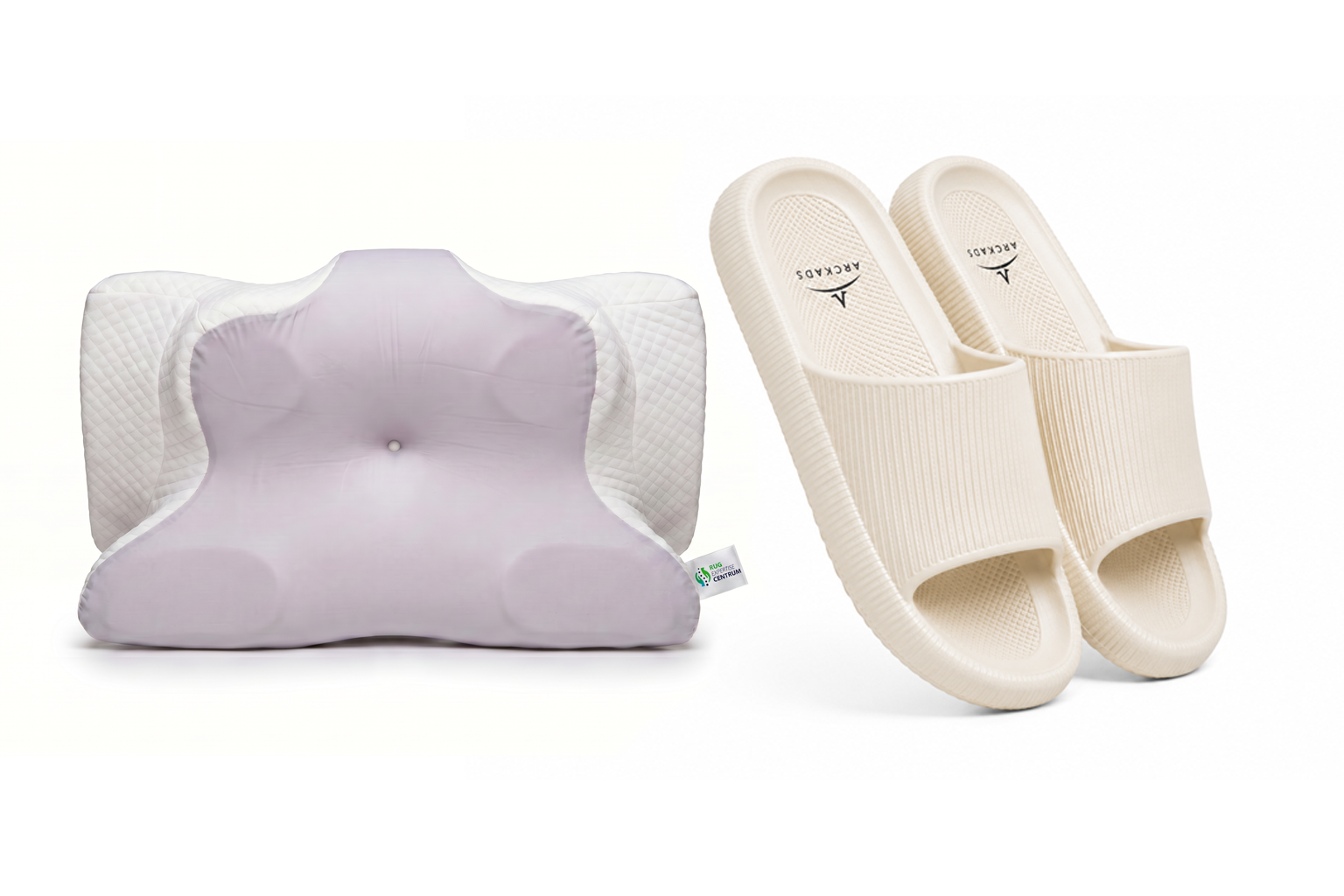Ergonomisch vlinderkussen + ARCKADS ergonomische slippers Combipakket