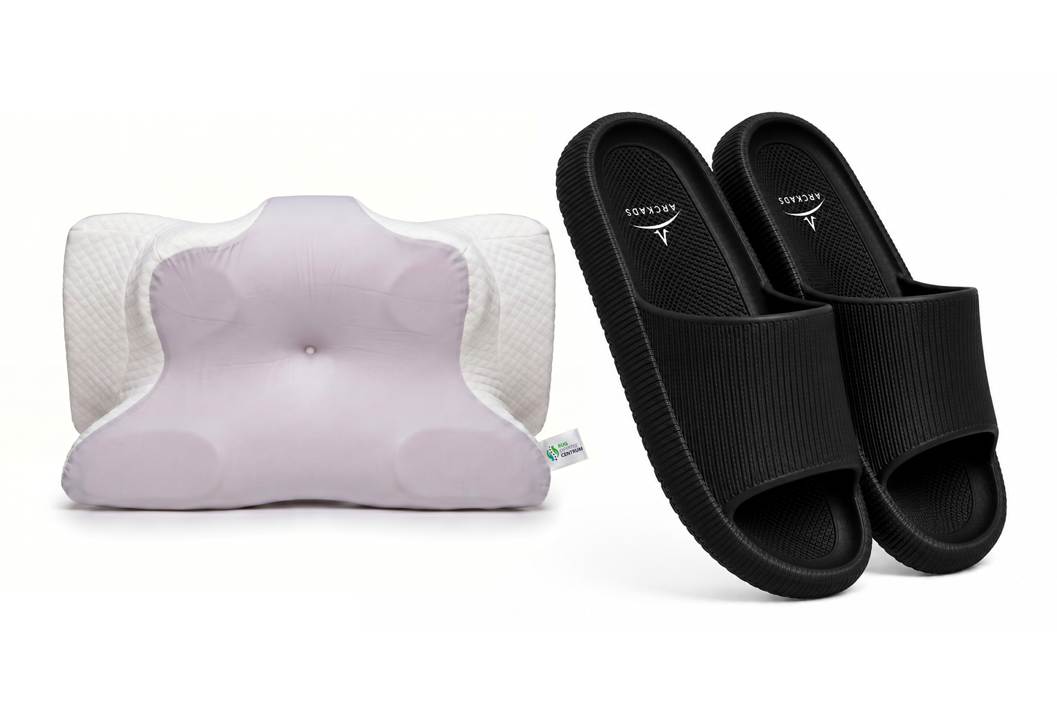 Ergonomisch vlinderkussen + ARCKADS ergonomische slippers Combipakket