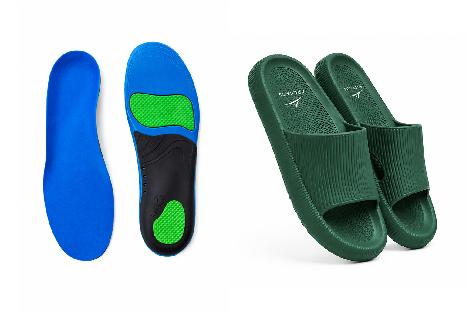 Ergonomische sport- en werkzooltjes + ARCKADS ergonomische slippers Combipakket