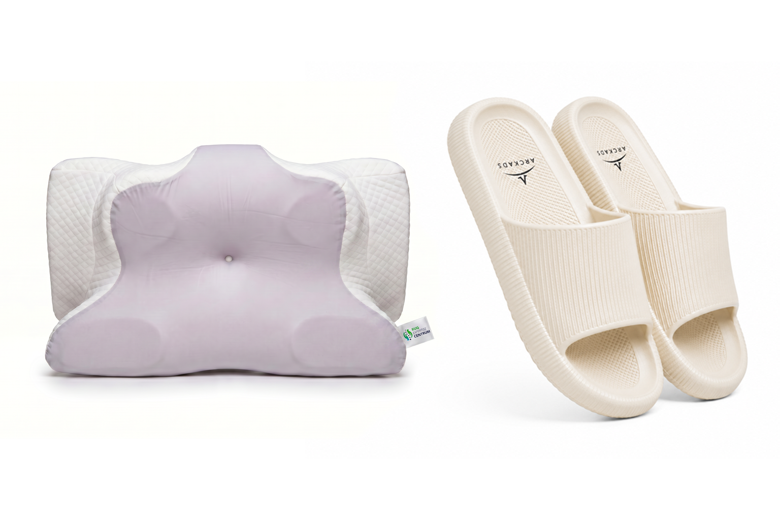 Ergonomisch vlinderkussen + ARCKADS ergonomische slippers Combipakket