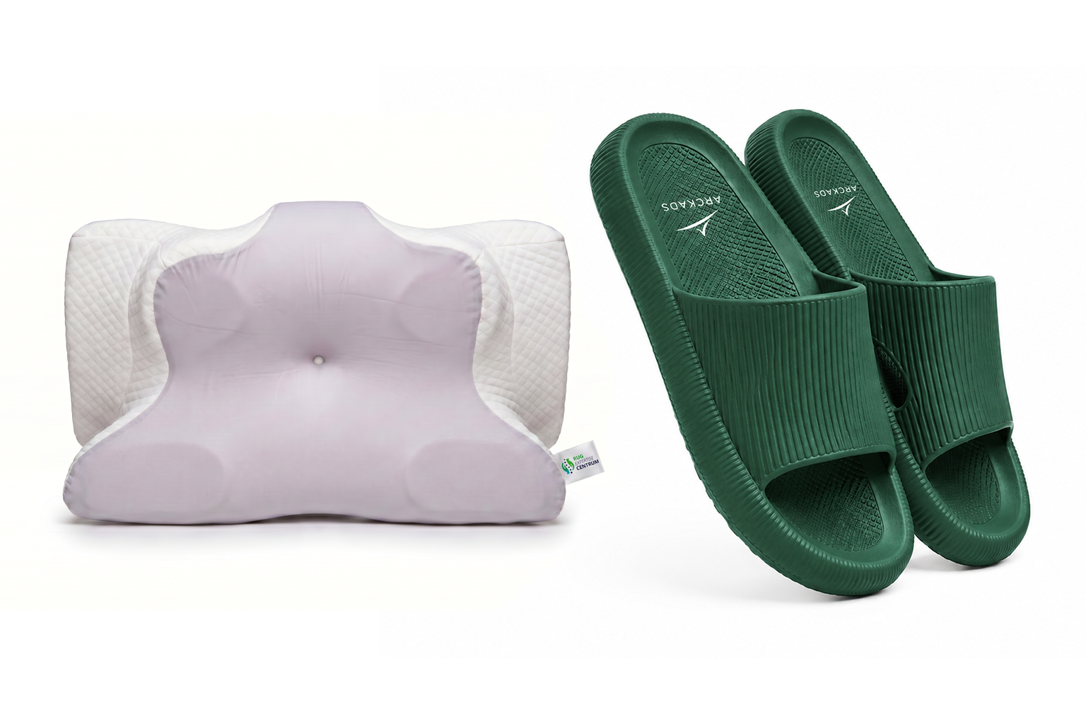 Ergonomisch vlinderkussen + ARCKADS ergonomische slippers Combipakket