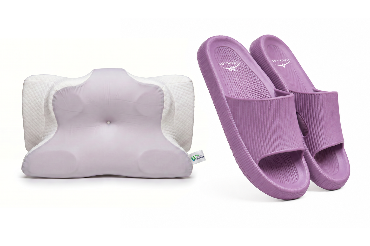 Ergonomisch vlinderkussen + ARCKADS ergonomische slippers Combipakket
