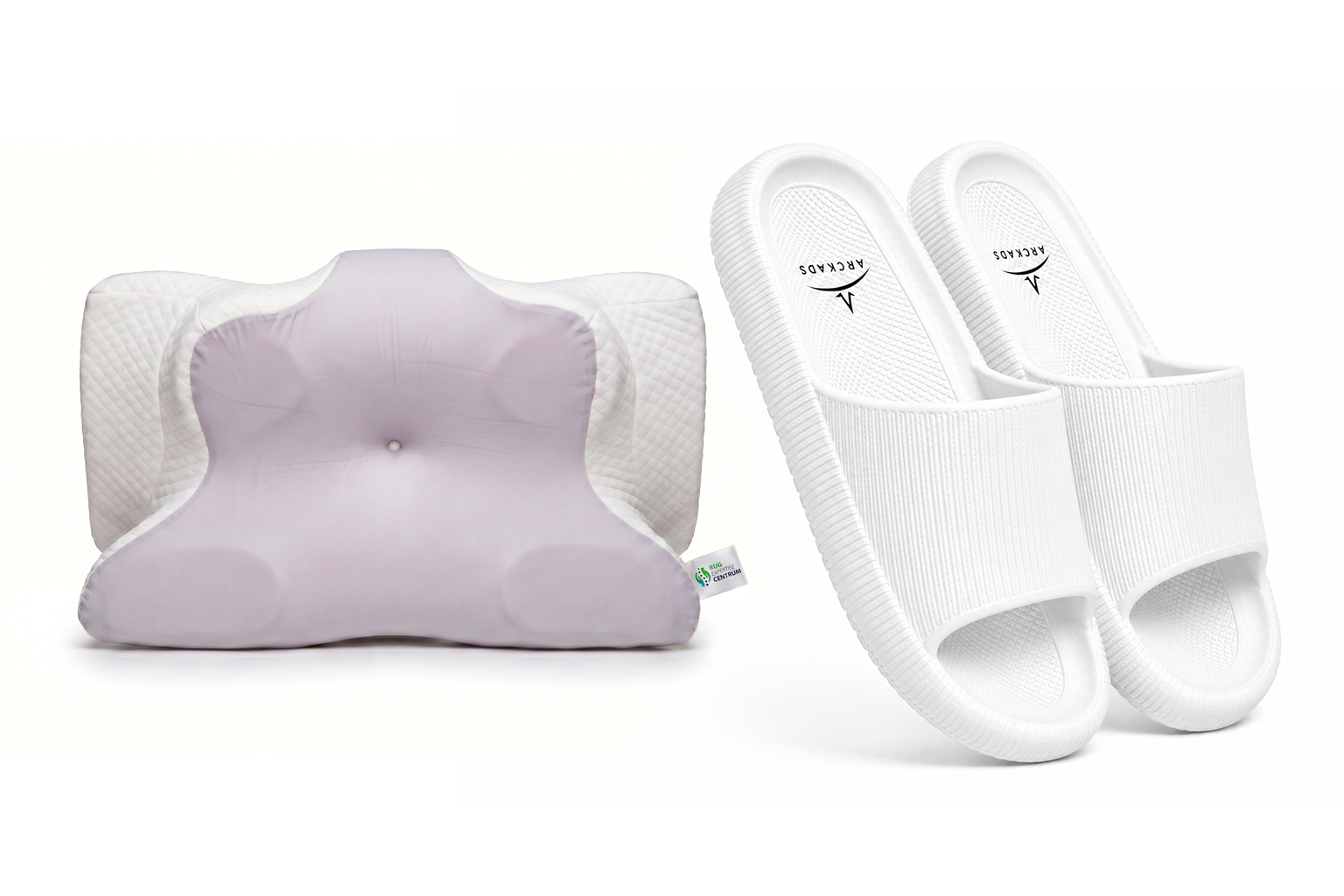 Ergonomisch vlinderkussen + ARCKADS ergonomische slippers Combipakket