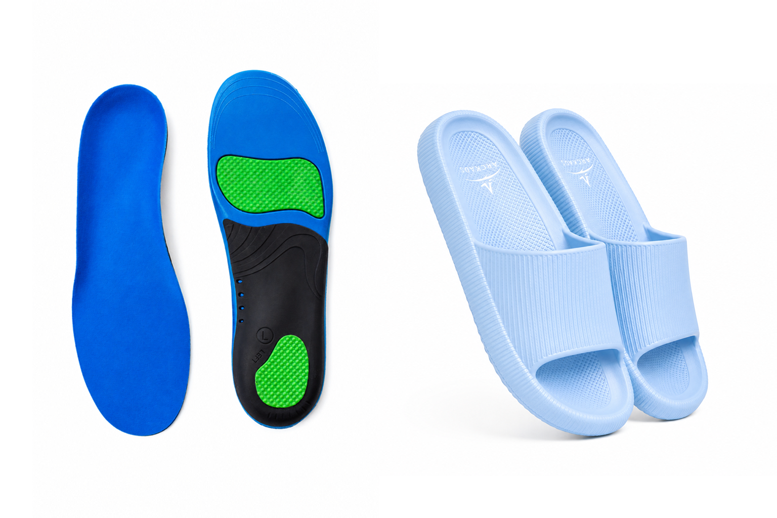 Ergonomische sport- en werkzooltjes + ARCKADS ergonomische slippers Combipakket