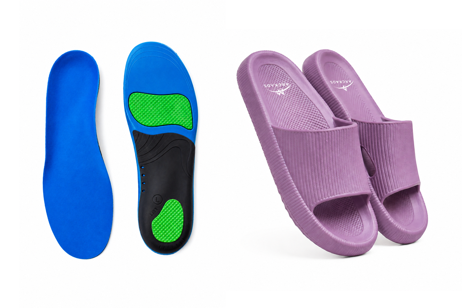 Ergonomische sport- en werkzooltjes + ARCKADS ergonomische slippers Combipakket